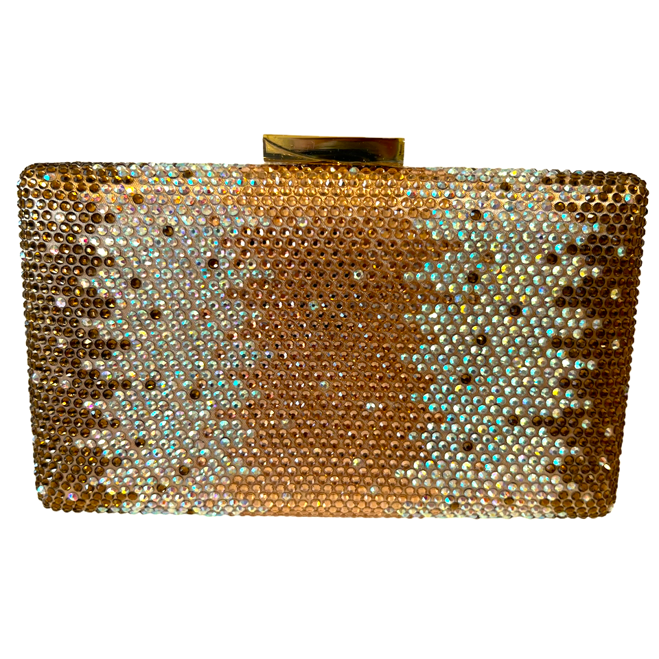 Anna Cecere 0152 Multi Silver, Rose Gold and Bronze CRYSTAL EMEBLLISHED Gold Trim Clutch