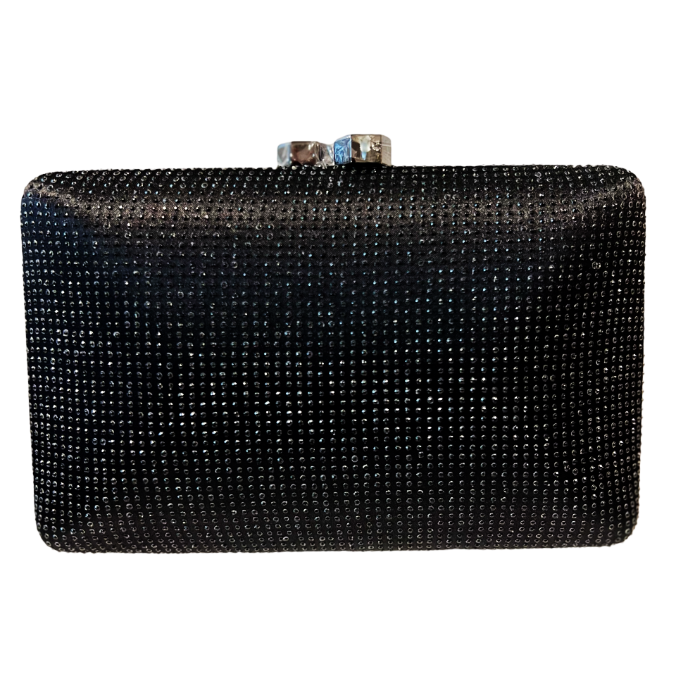 Anna Cecere 0137 Black CRYSTAL EMEBLLISHED with Pewter Trim Clutch