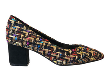 CHRISSIE ARIES Tweed Black Multi Colour Block Heels