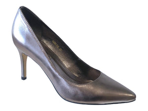 TOP END BARRIOS Pewter Leather Mid Heels