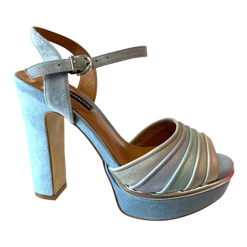 LB CC234D Suede Light Blue Multi Colour Platform & High Heels Sandal