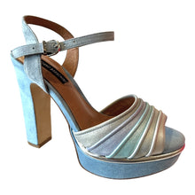 LB CC234D Suede Light Blue Multi Colour Platform & High Heels Sandal