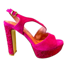 LB CC662E Suede & Rhinestone Fuchsia Platform & High Heels Sandal