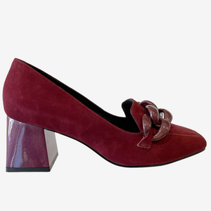 CHRISSIE ROSITA BURGUNDY Suede Block Heels