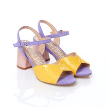 LUCIANO BARACHINI EE162U Lilac, Yellow & Blush Leather Block Heels