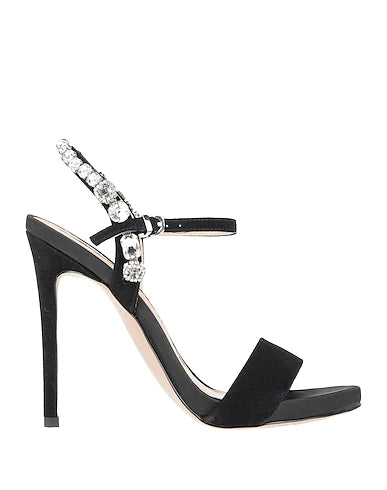 LB EE746G Black Suede High Heel Sandals