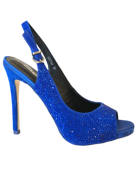 LB EE751A Cobalt Blue & Bling High Heels