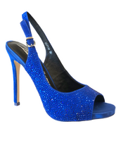 LB EE751A Cobalt Blue & Bling High Heels