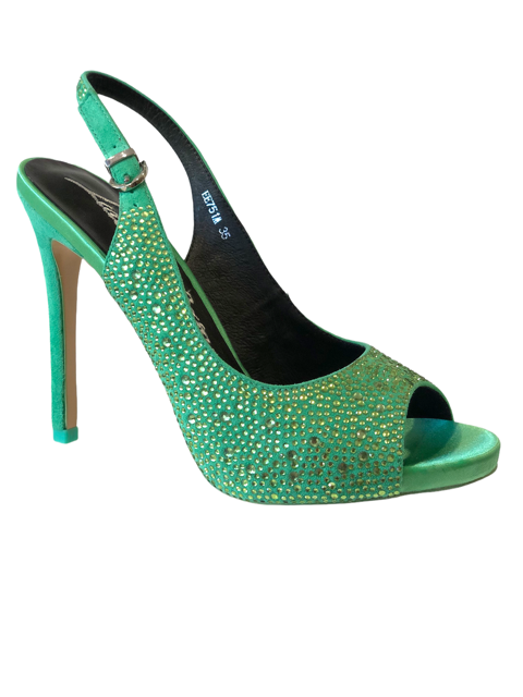 LB EE751M Jade Green Bling High Heels