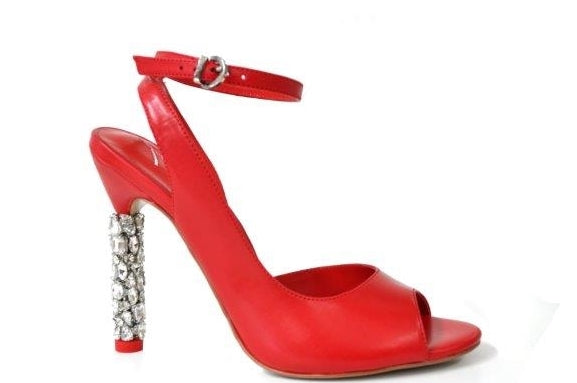 LB EE7599G Red Leather High Heels