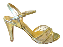 ZODIACO F018 Gold Leather Sling Back Mid Heels