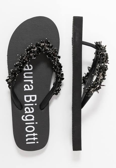 BIA6250 Black Bling Thongs Sandals