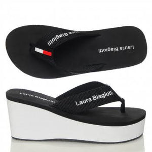 BIA6283 Black White Thongs Sandals