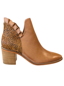 Isabella Tan/Leopard Leather Ankle Boots