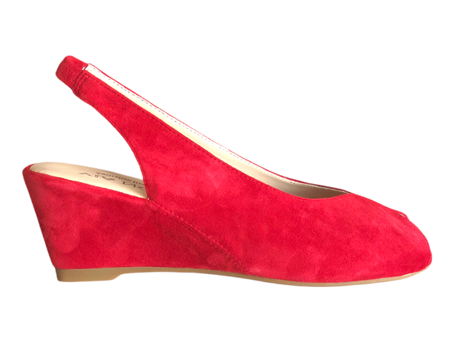 Red suede wedge shoes online