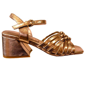 LB LL102V Rose Gold Leather Mid & Block Heels