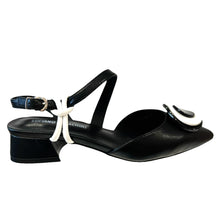 LB LL198A Black & White Leather Flat Heels