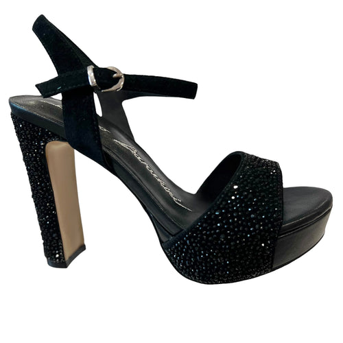 LB LL353 Black & Bling Leather & Suede Platforms & High Heels