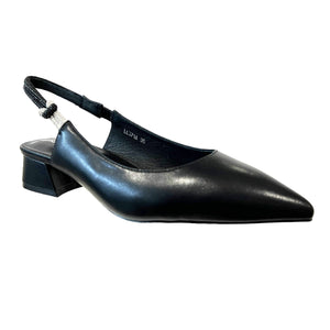 LB LL371A Black Leather Flat Heels