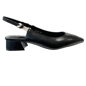 LB LL371A Black Leather Flat Heels