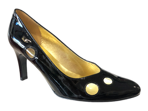 AZUREE LUMER196C Black Patent Mid Heels