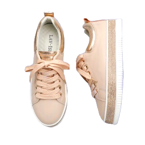 Lav-ish LVSNKLUX Blush Leather and Crystal  Sneakers