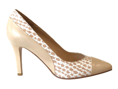 DONNA SOFT MOT137 Beige White Leather High Heels