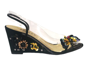 Azuree Nandin 5BD Black Leather / Synthetic & Multi Wedges