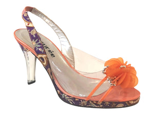 Azuree NAVEL 016PC  Purple, Orange & Multi Leather / Synthetic Low Mid Heels