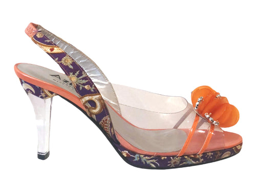 Azuree NAVEL 016PC  Purple, Orange & Multi Leather / Synthetic Low Mid Heels