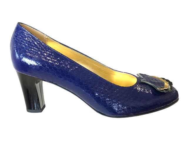 AZUREE ORIS6CVN BLUE Patent Block Heels