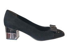 MUSS20520  Black Suede & Patent Block Heels