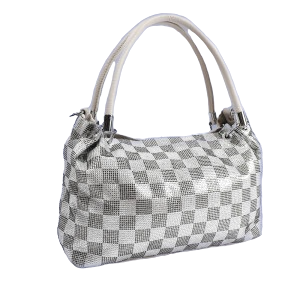 Lav-ish YX1055 Pastel Grey Checkered Bling Tote Bag - Handbag
